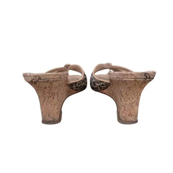 Manolo Blahnik Leopard Cork Wedge Slides Sandals 36.5 6.5 - Picture 5 of 6